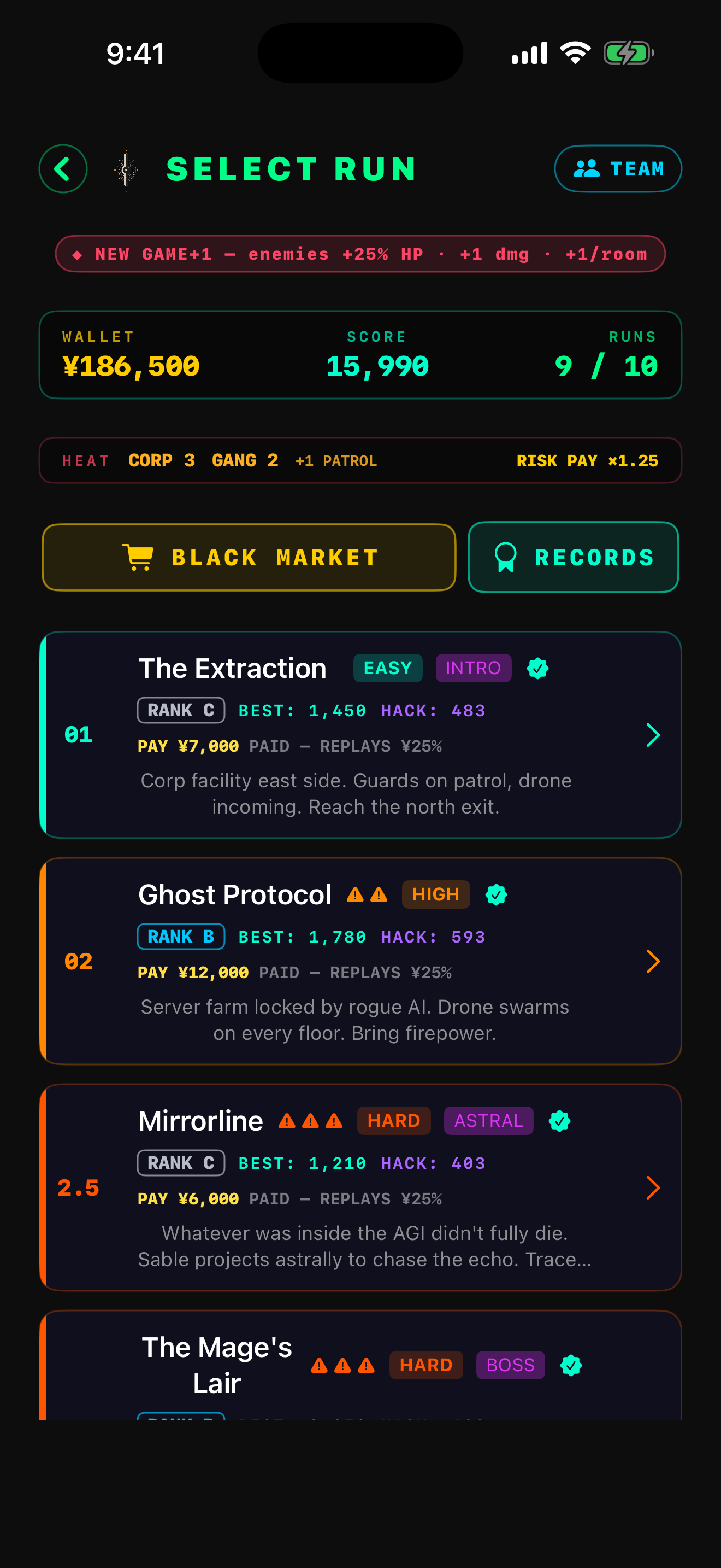 HexWire mission variety