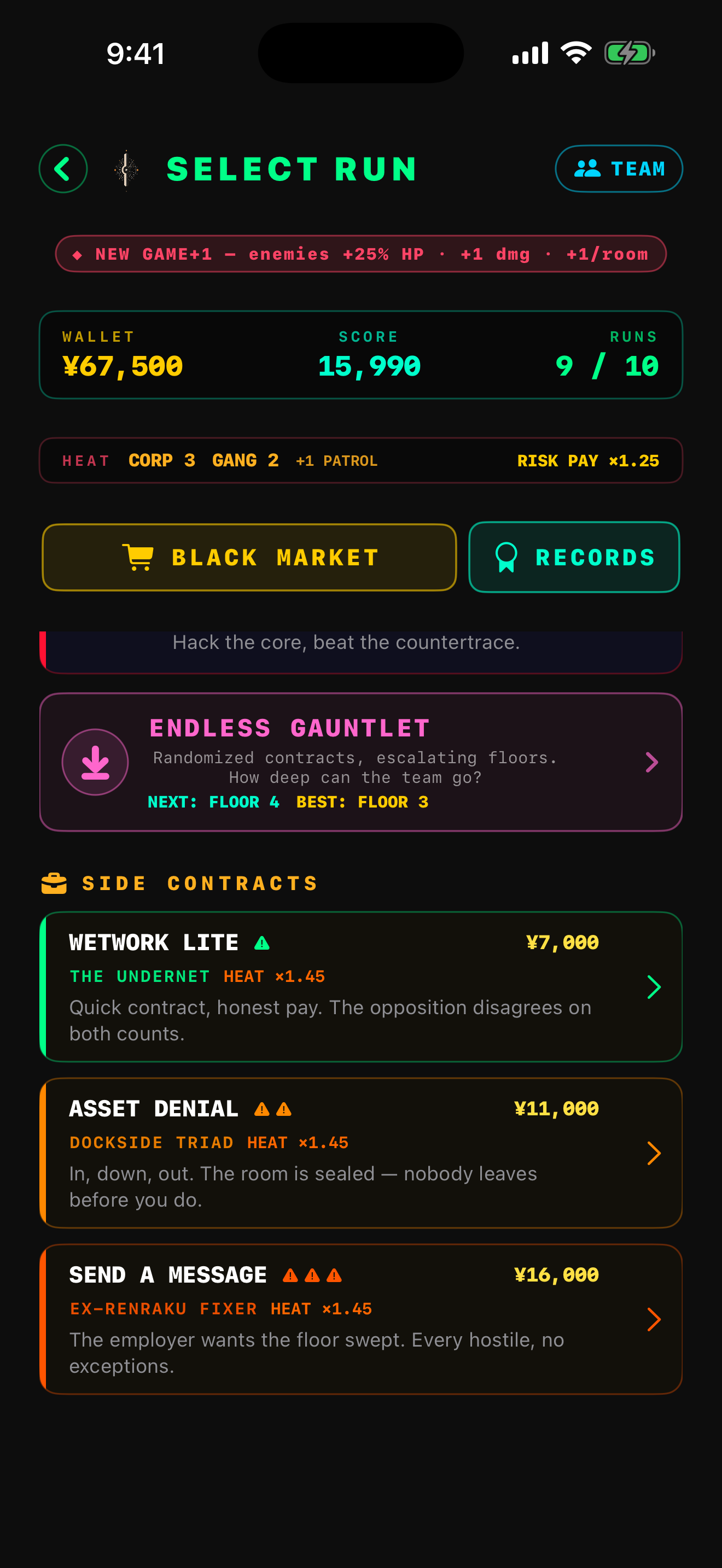 HexWire Endless Gauntlet and New Game Plus